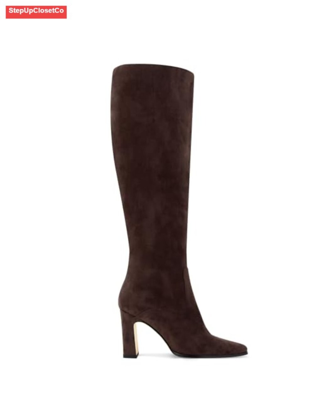DOEYG Faux Suede Knee High Boots Women Block Heel Pointed Toe Side Zip